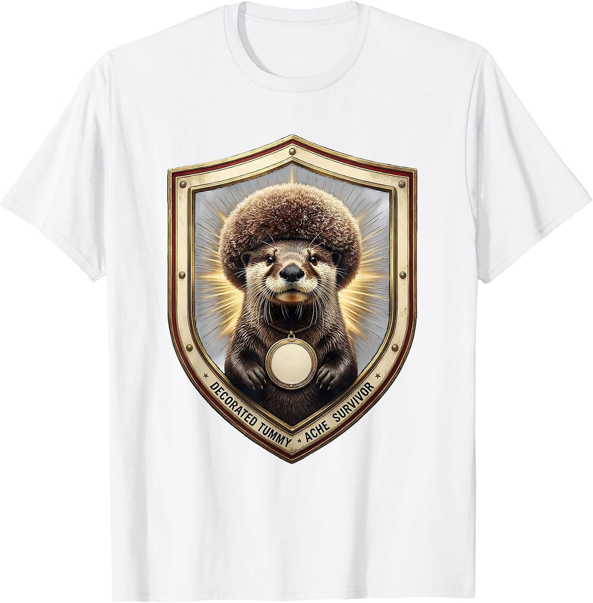 Men's Decorated Tummy Ache Survivor Funny Animal Meme Humor T-Shirt - White