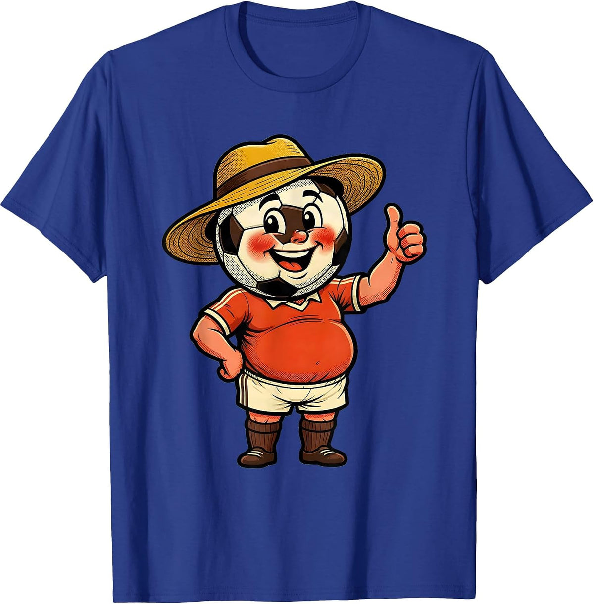 Men's Soccer Dad Sunburned Wide Brim Hat Illustration T-Shirt - Royal Blue