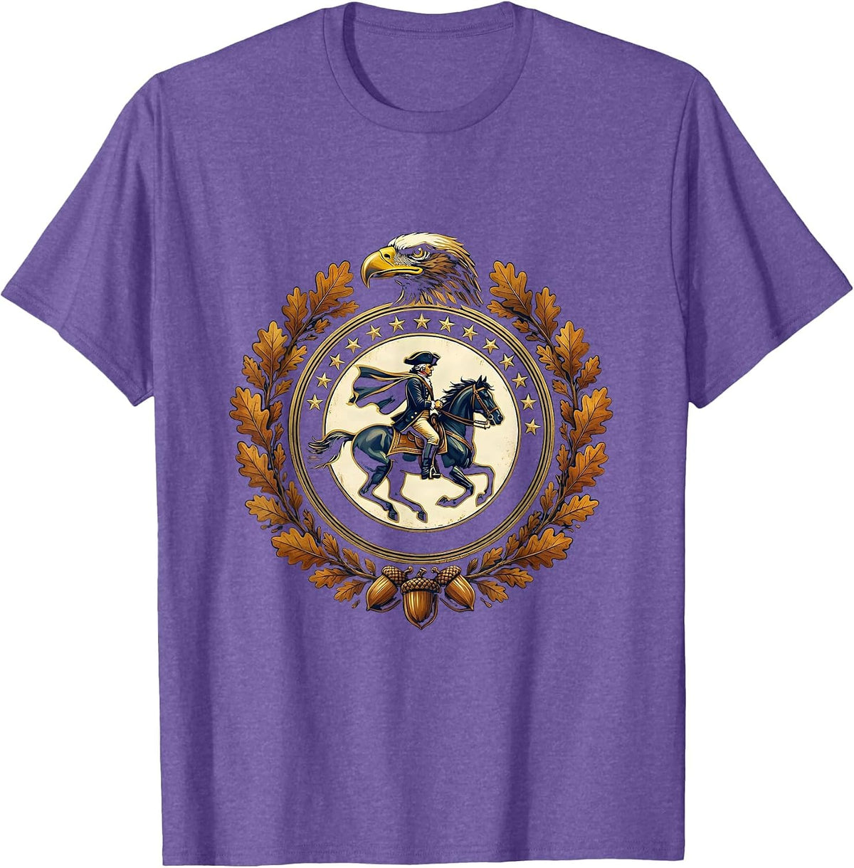 Men's 250th Anniversary USA Patriot Riding Horse Fall Forest T-Shirt - Purple Heather