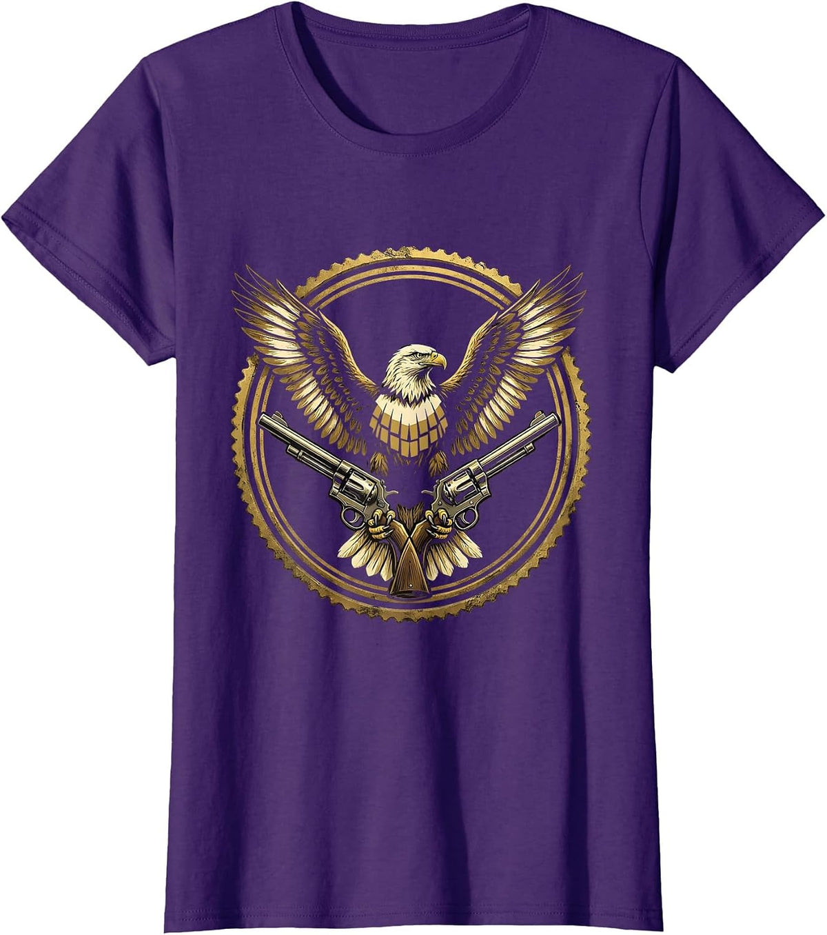 Women's Eagle Crossed Revolvers Western Graphic T-Shirt - Purple