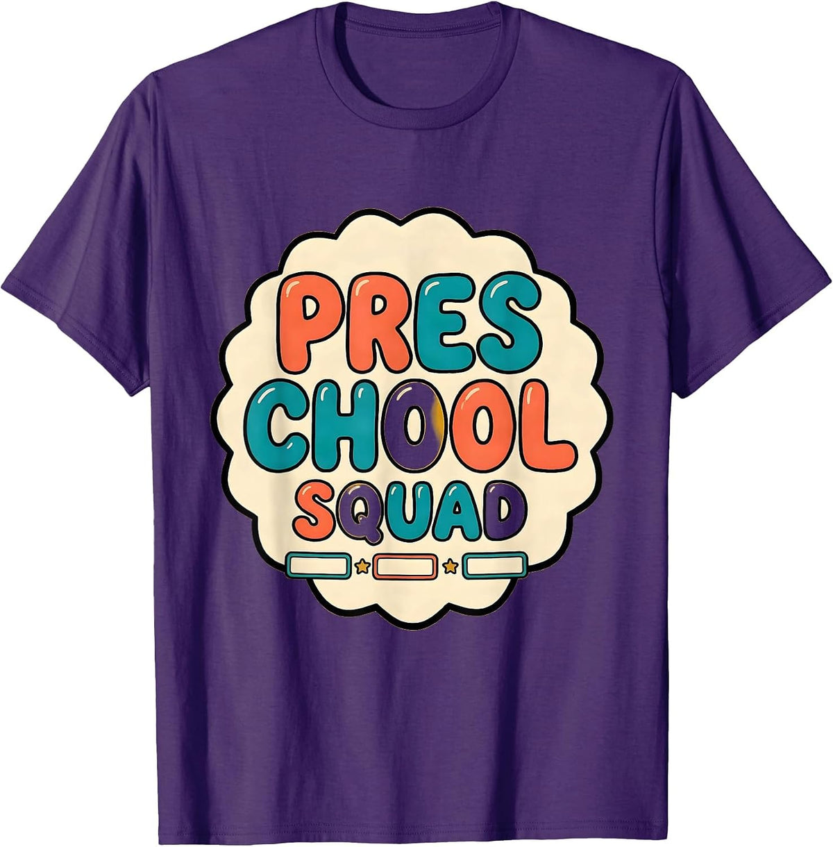 Preschool Squad Childcare Provider Daycare Teacher Back T-Shirt - Purple