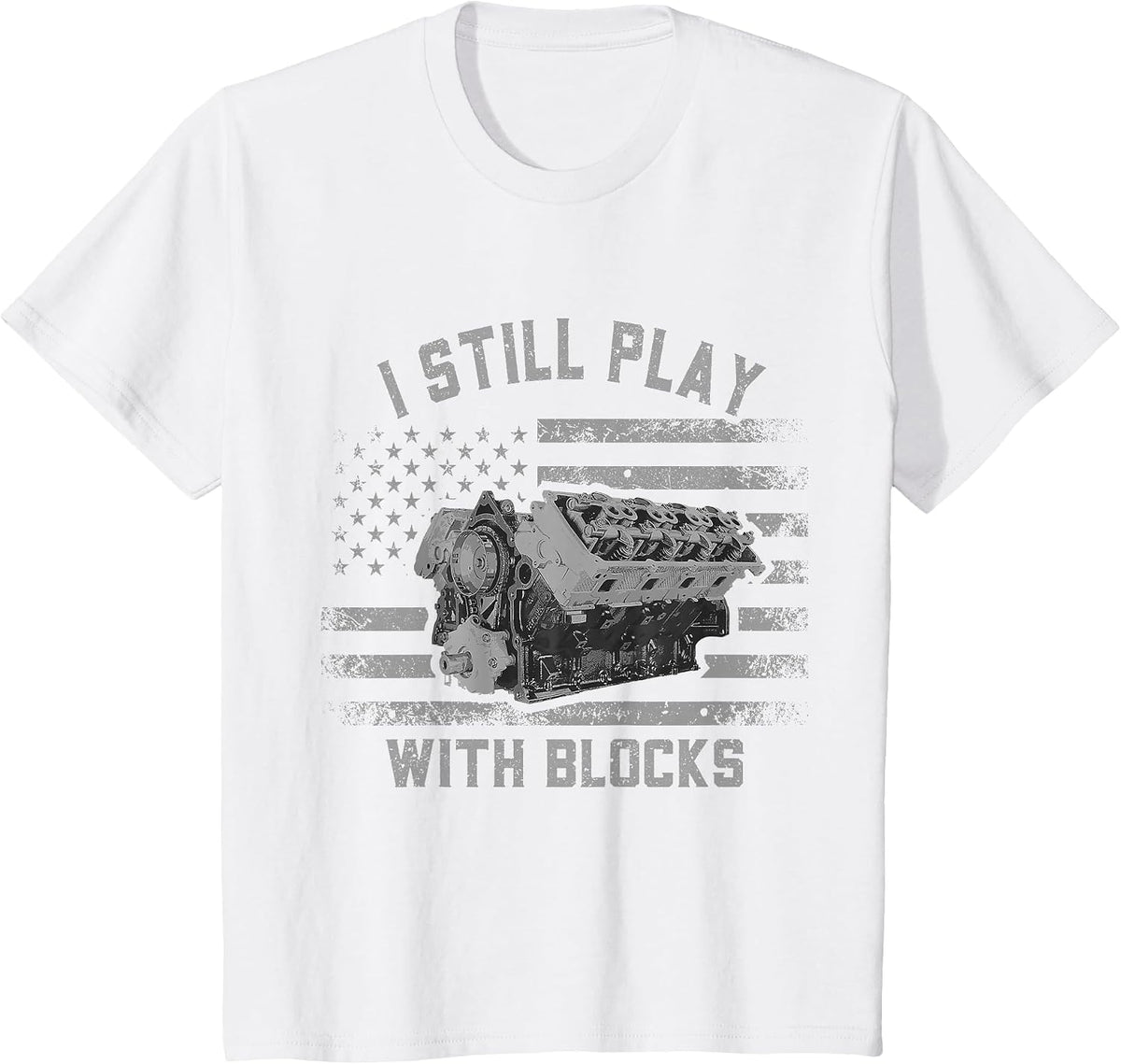 Mechanic I Still Play with Blocks Funny Car Engine Men Women T-Shirt - White