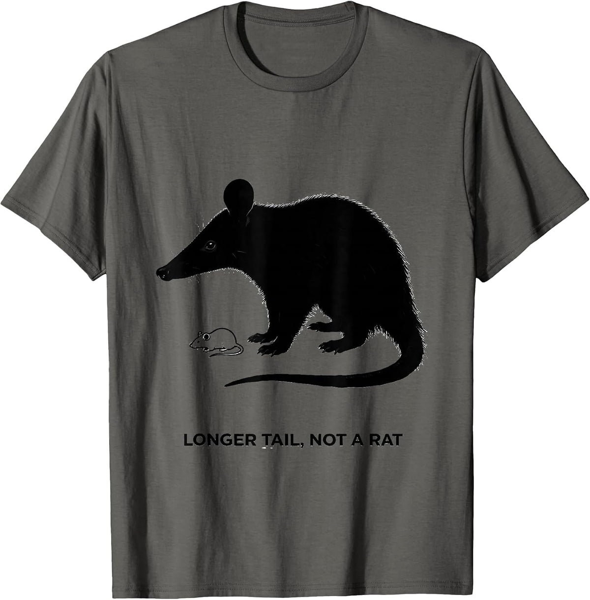 Men's Longer Tail, Not A Rat Funny Opossum Animal Meme Humor T-Shirt - Asphalt Grey