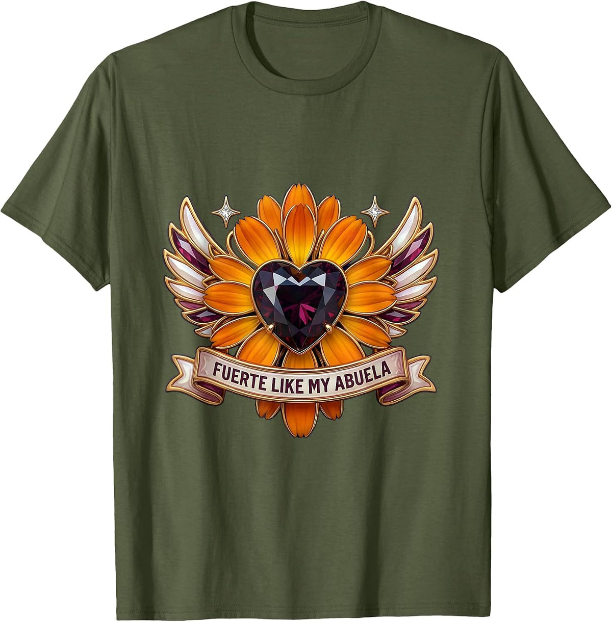 Fuerte Like My Abuela Mexican Pride Design T-Shirt - Olive Green