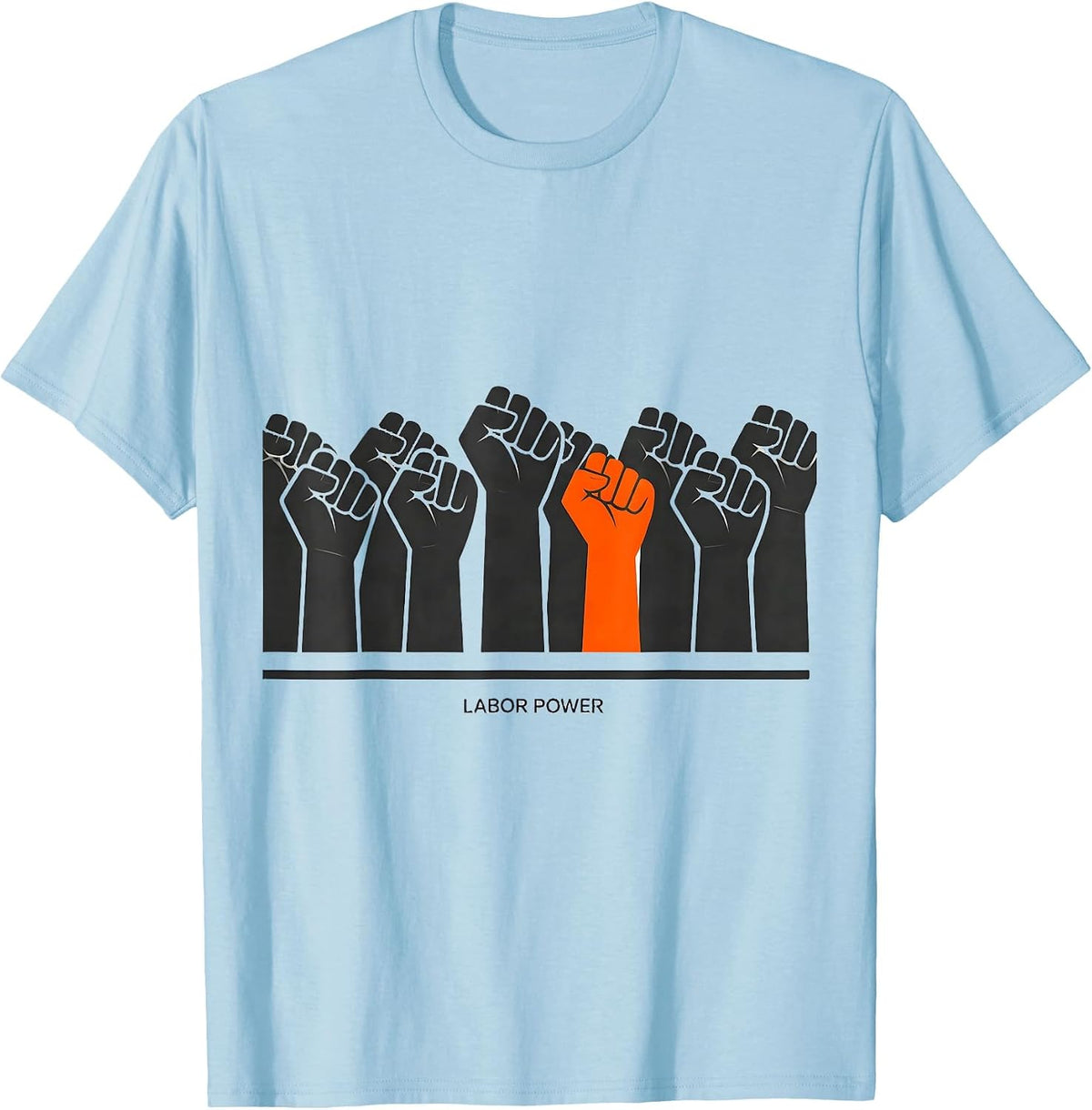 Men's Labor Power Minimalist Union Worker Solidarity Pride T-Shirt - Baby Blue