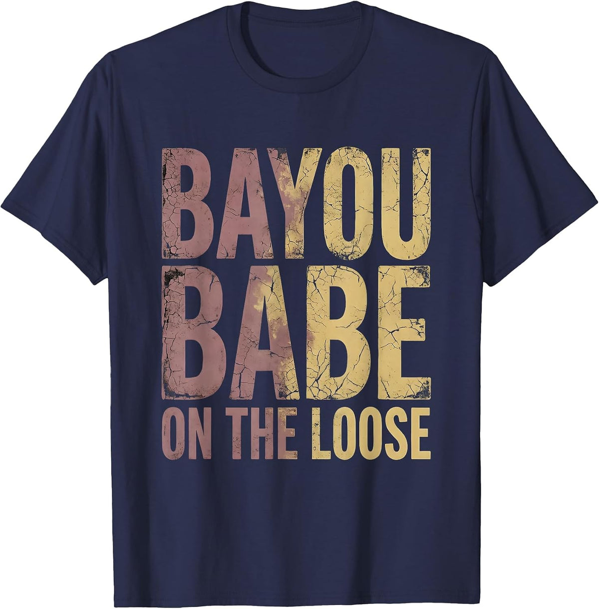 Bayou Babe On The Loose Mardi Gras Design T-Shirt - Navy Blue