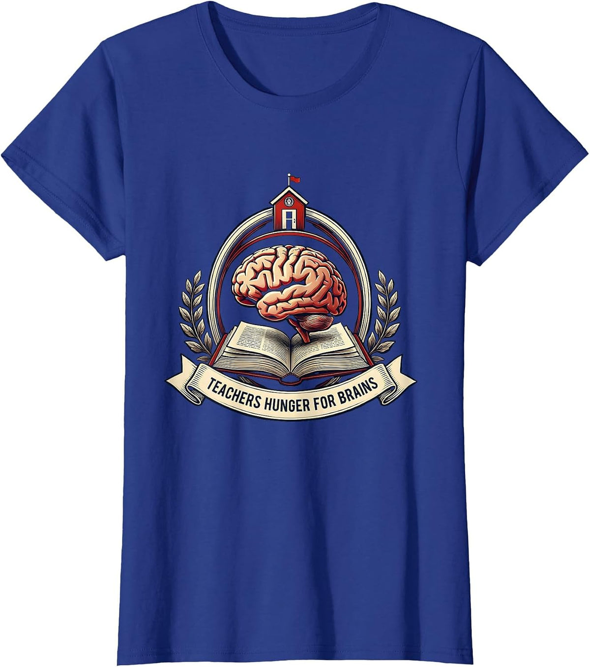 Women's Teachers Hunger For Brains Funny Zombie Teacher Halloween T-Shirt - Royal Blue