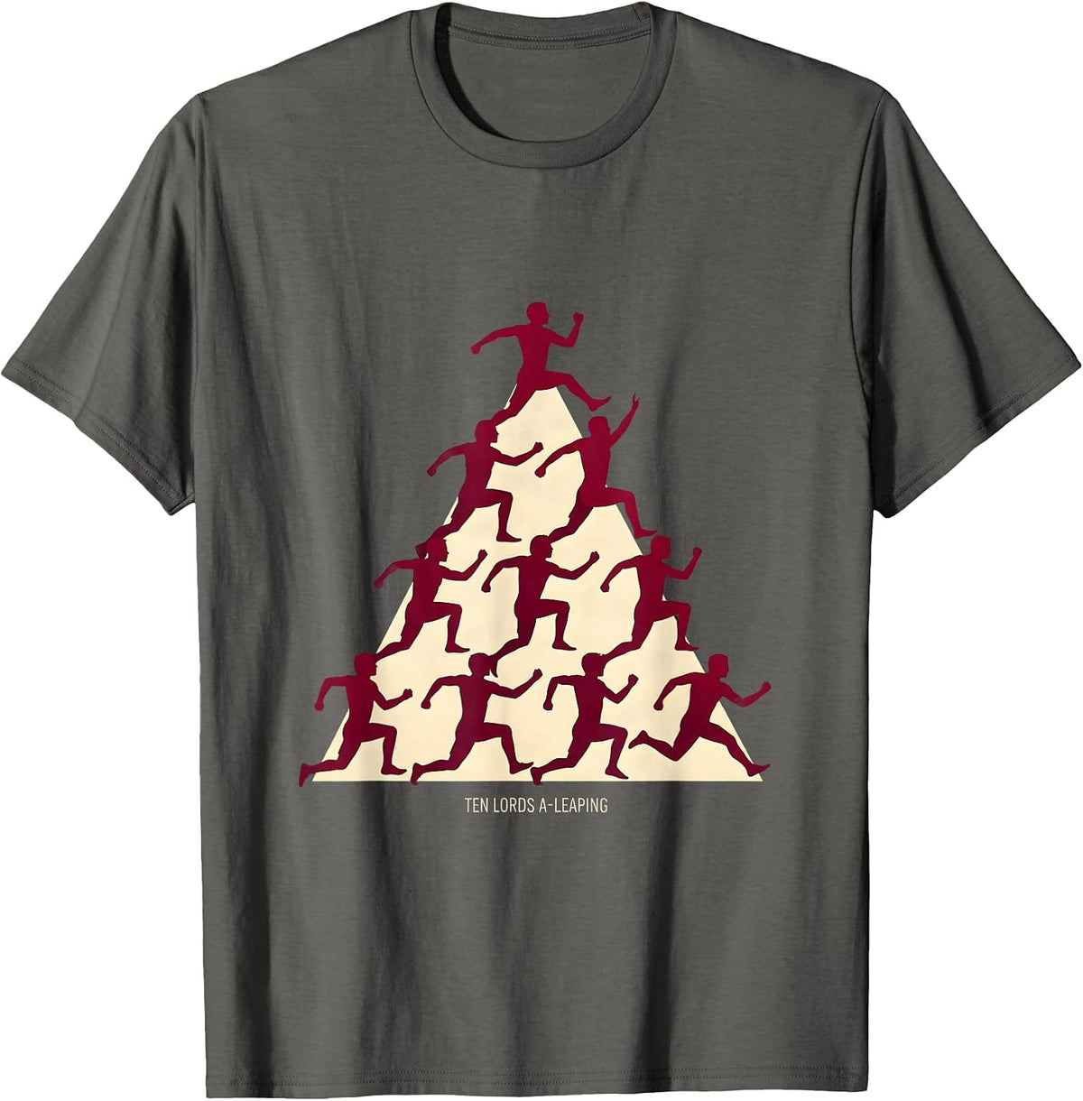 Men's Ten Lords A-Leaping Classic Christmas Carol Twelve Days T-Shirt - Asphalt Grey