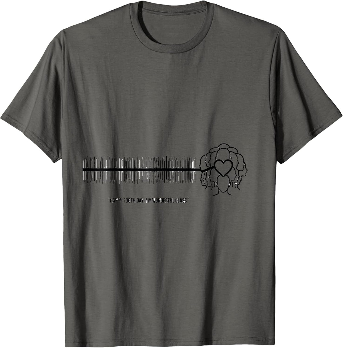 Happy 100th Day My Wonderful Class Teacher Valentine Gift T-Shirt - Asphalt Grey
