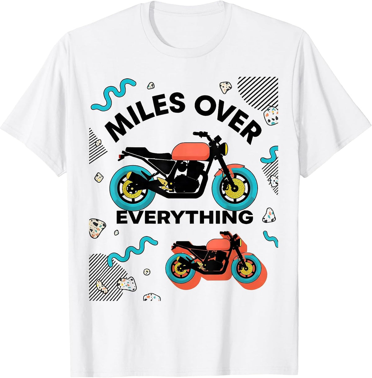 Men's Miles Over Everything Motorcycle Rider Design T-Shirt - White