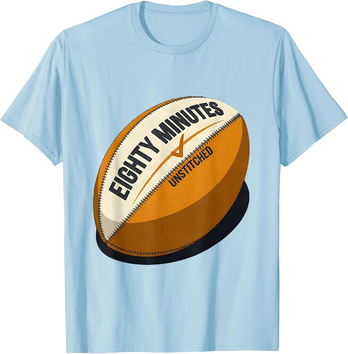 EIGHTY MINUTES UNSTITCHED Rugby Fan Kiwi Pride Supporter T-Shirt - Baby Blue