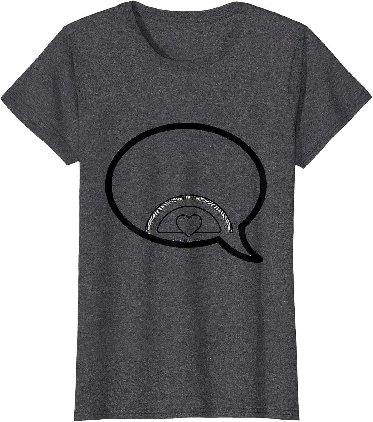 Women's Heart Protractor Teacher Valentine Day Humor T-Shirt - Dark Heather Grey