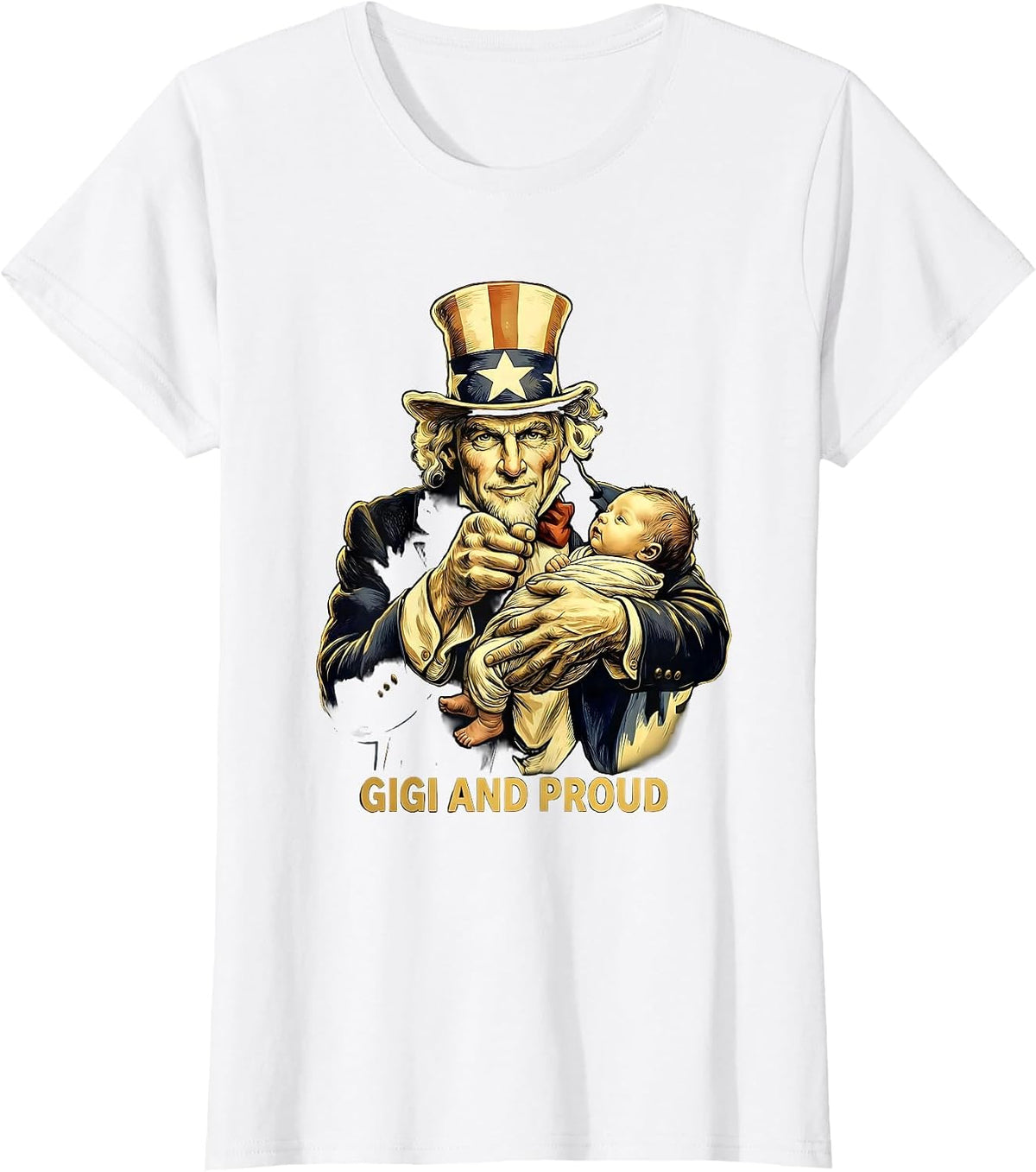 Women's Gigi and Proud Grandma Gift Design T-Shirt - White