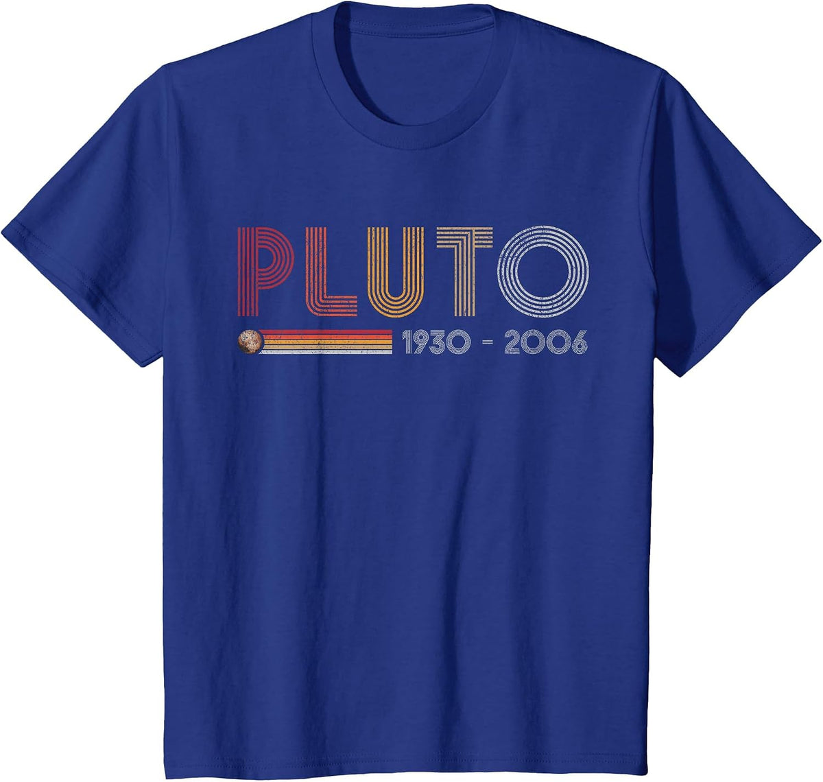 Pluto Never Forget Science and Astronomy Retro Style Nerd T-Shirt - Royal Blue