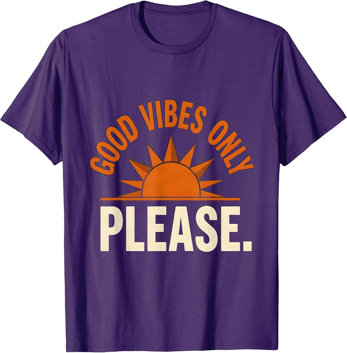 Men's Good Vibes Only Please Positive Energy Design T-Shirt - Purple