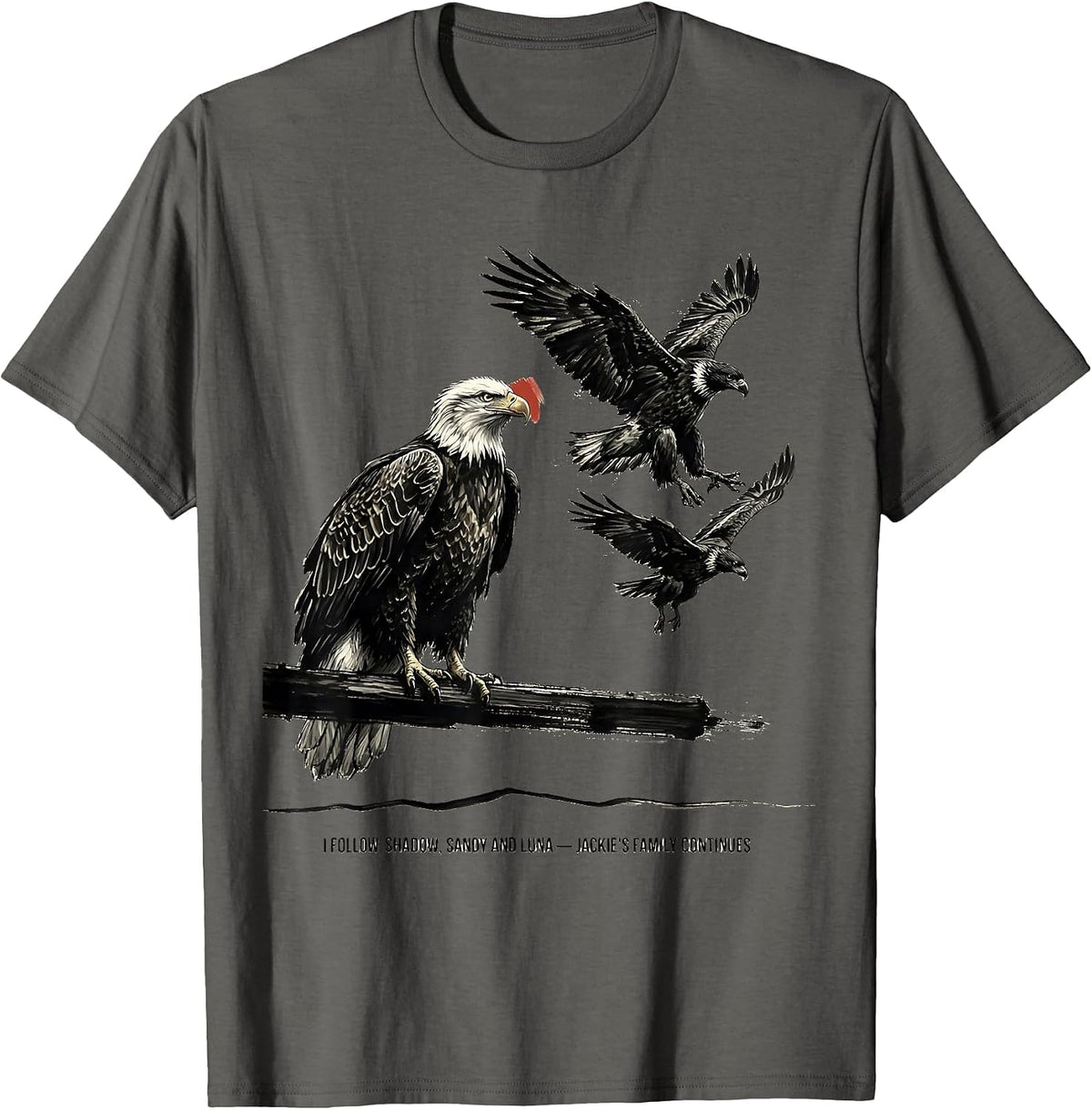 I Follow Shadow, Sandy And Luna — Jackie’s Family Continues T-Shirt - Asphalt Grey