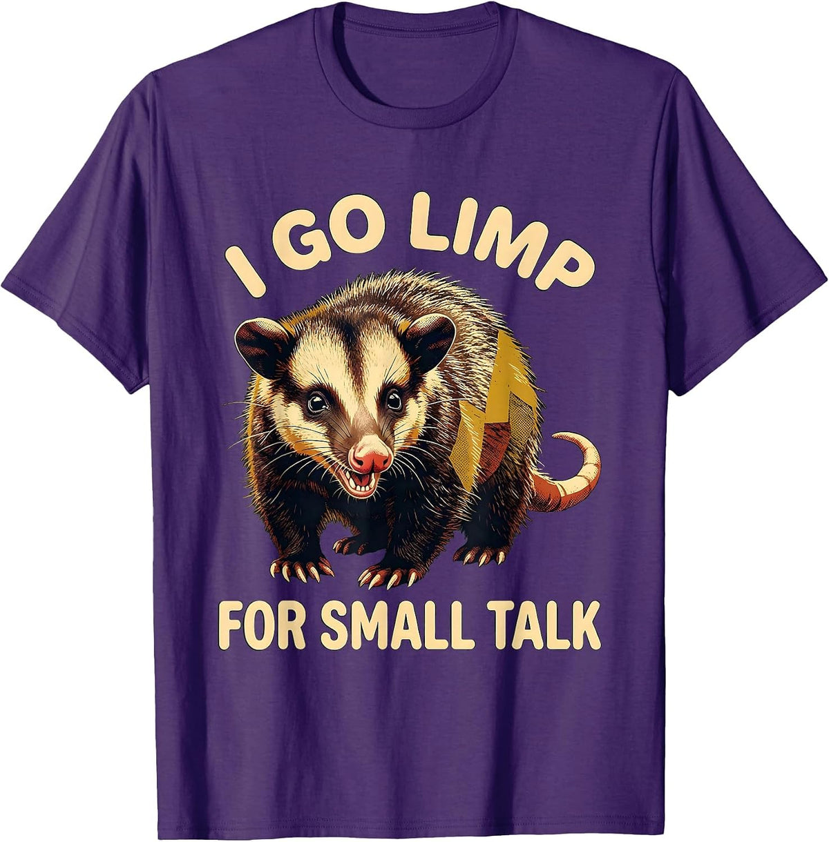 Men's I Go Limp For Small Talk Funny Opossum Animal Meme Humor T-Shirt - Purple