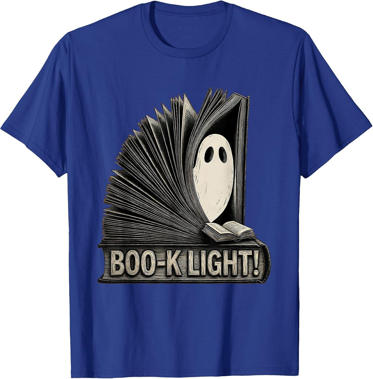 Men's Boo-k Light! Whimsical Cozy Ghost Book Lover Halloween T-Shirt - Royal Blue