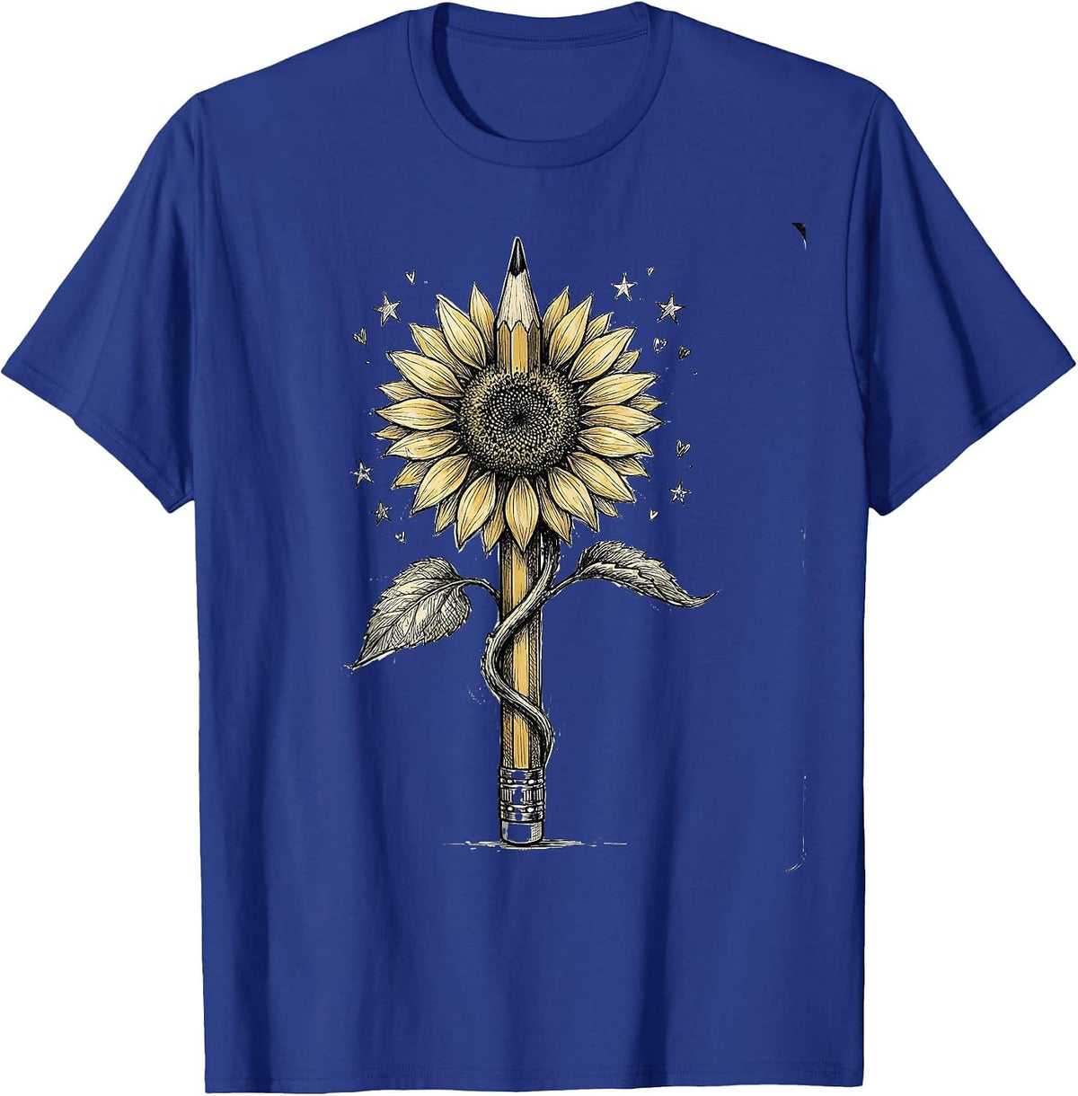 Men's Special Education Teacher Sunflower Pencil Art T-Shirt - Royal Blue