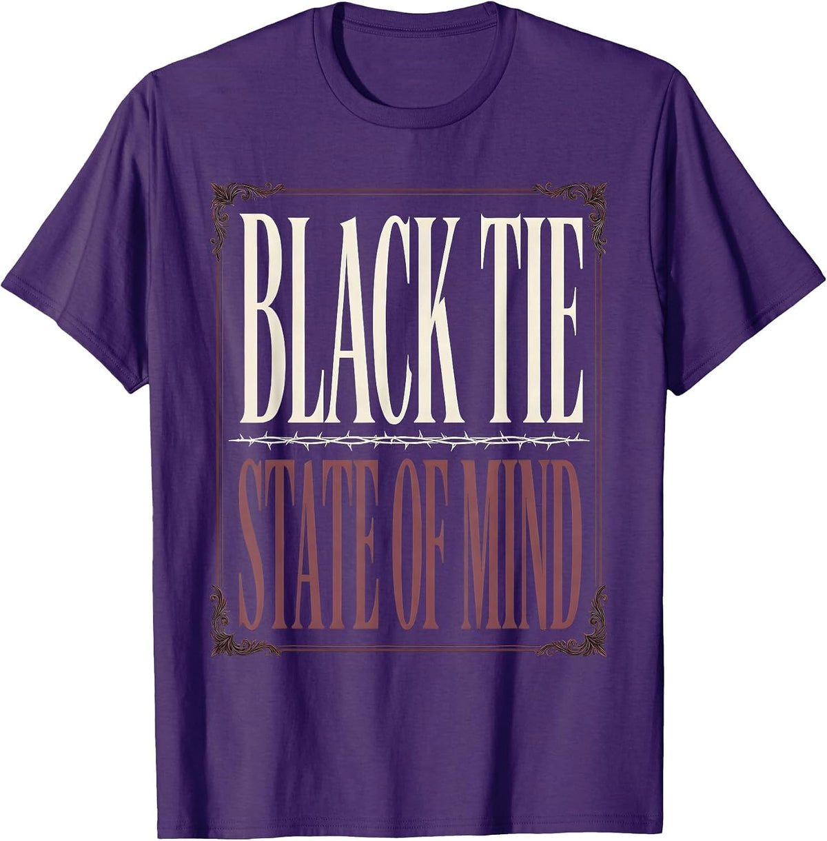Black Tie State of Mind Tuxedo Graphic Design T-Shirt - Purple