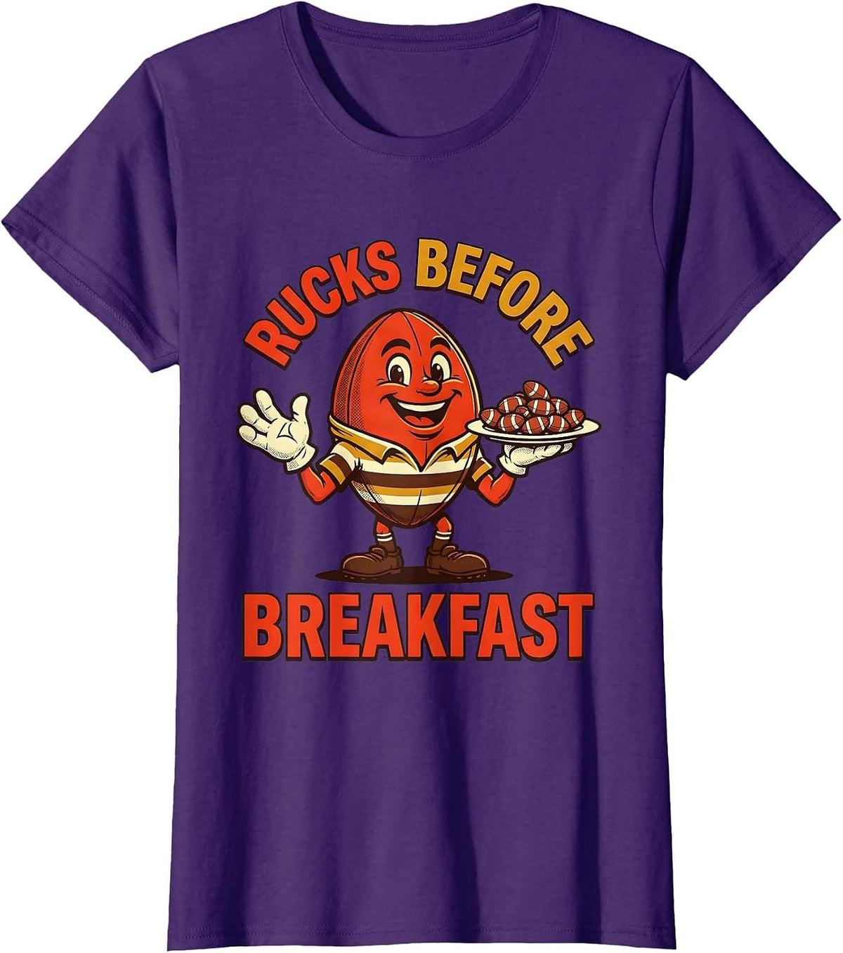 Women's Rucks Before Breakfast Rugby Design T-Shirt - Purple