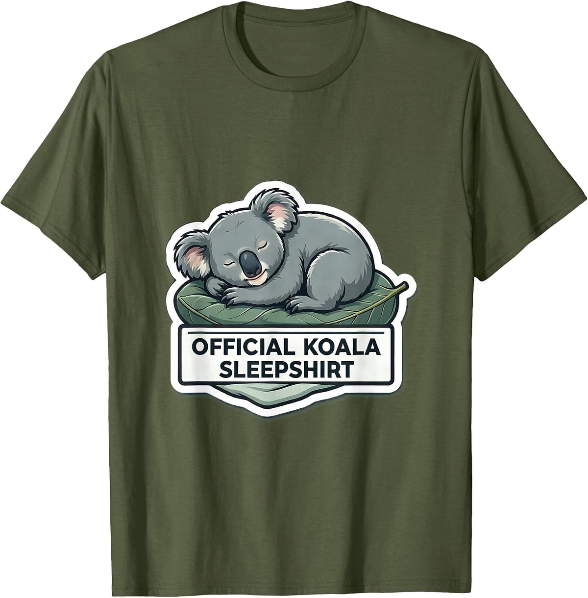 Official Koala Sleepshirt Cute Animal Lover Pyjamas T-Shirt - Olive Green