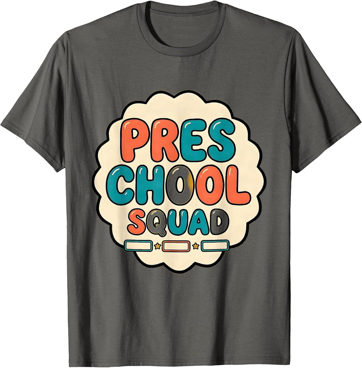 Preschool Squad Childcare Provider Daycare Teacher Back T-Shirt - Asphalt Grey