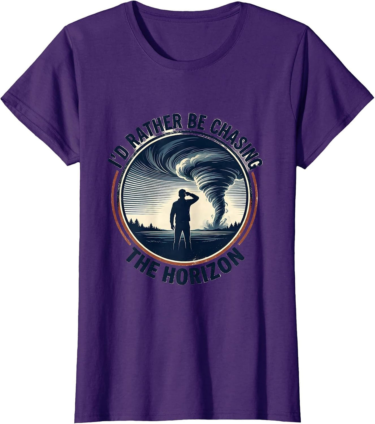 Women's I'd Rather Be Chasing The Horizon Storm Chaser Meteorology T-Shirt - Purple
