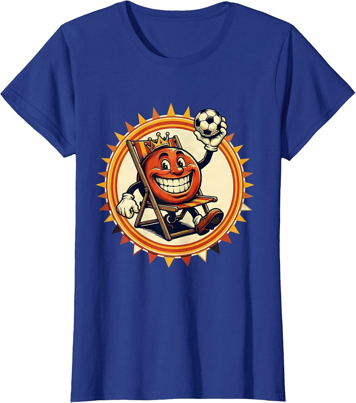 Women's Soccer Dad Folding Chair Throne Royalty Graphic T-Shirt - Royal Blue