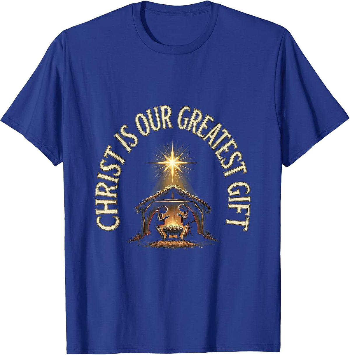 Christ Is Our Greatest Gift Religious Christian Christmas T-Shirt - Royal Blue