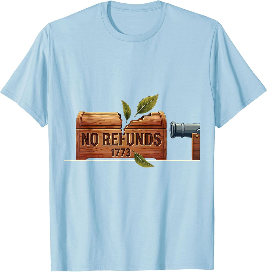Men's No Refunds, 1773 Funny History Teacher 4th of July T-Shirt - Baby Blue