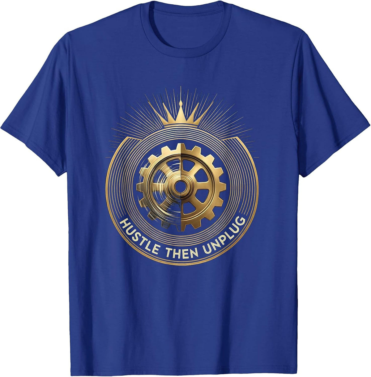 Hustle Then Unplug Labor Day Graphic Design T-Shirt - Royal Blue