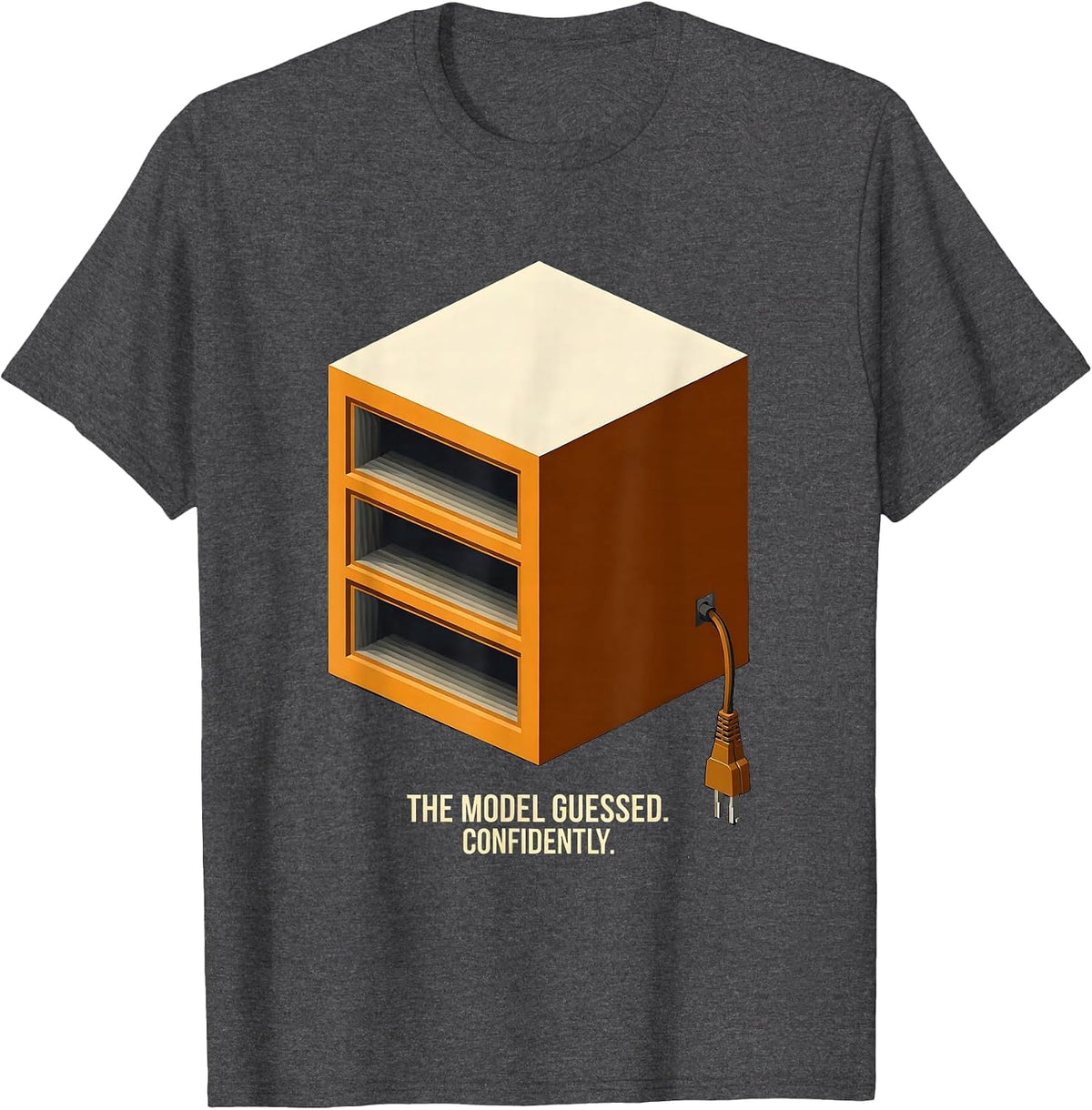 Men's The Model Guessed Confidently Funny Tech Support IT Humor T-Shirt - Dark Heather Grey