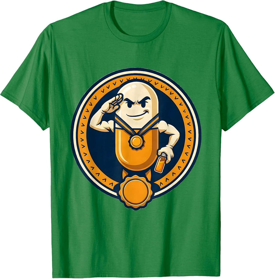 Capsule Mascot Pharmacy Tech Humor Pharmacist Gift T-Shirt, Men, Kelly Green, XX-Large - As Pictured