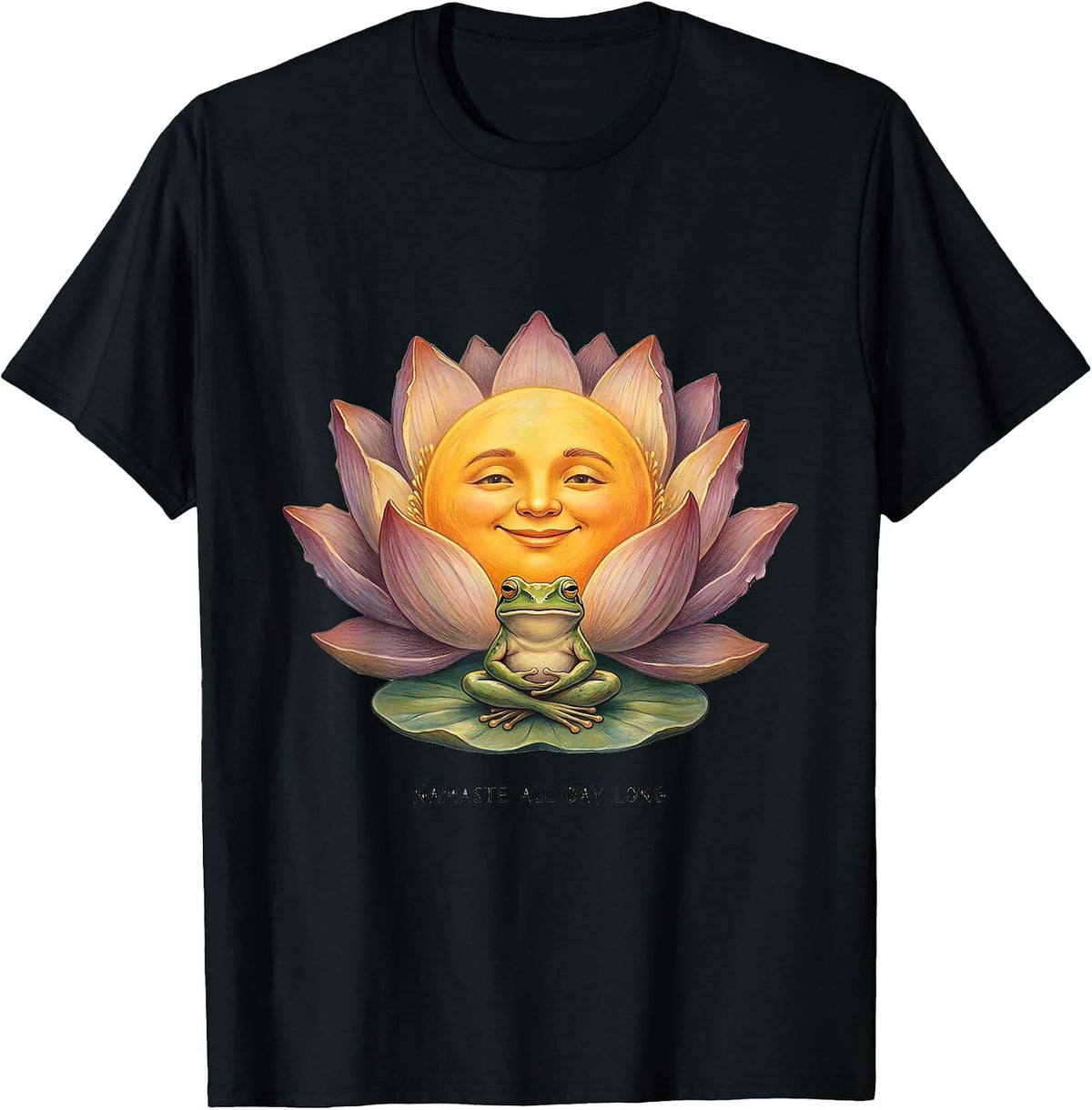 Men's Namaste All Day Long Hippie Spiritual Design T-Shirt - Black