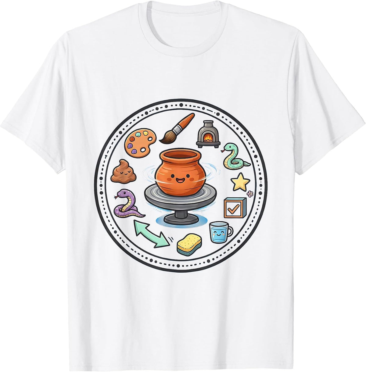 Men's Art Teacher Clay Pottery Wheel Graphic Design T-Shirt - White