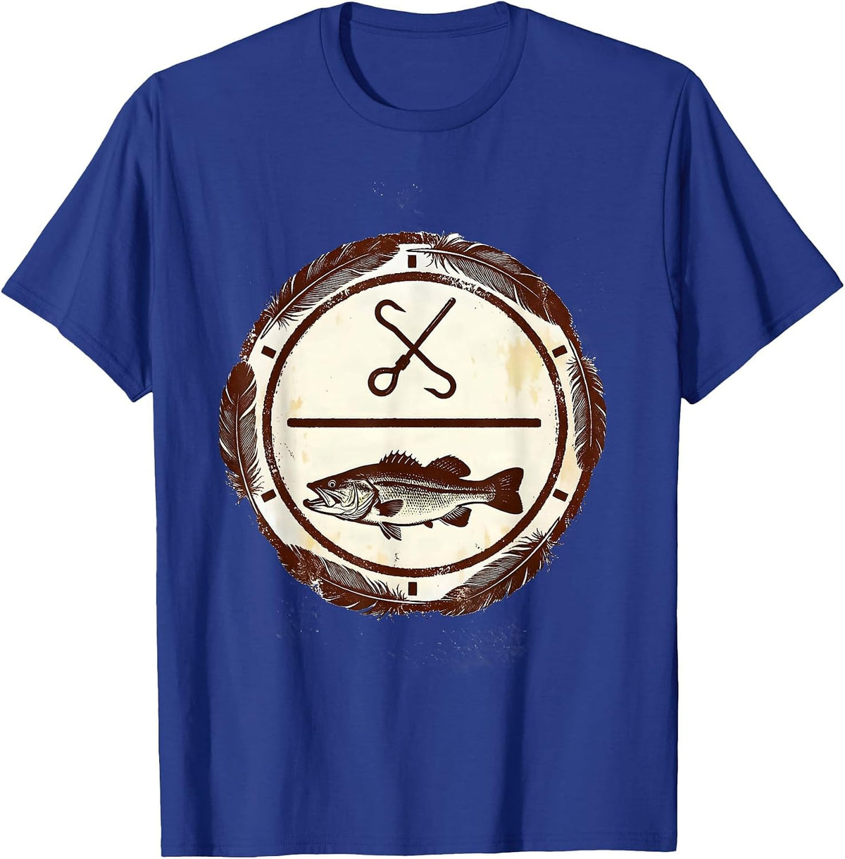 Broken Stamp Bass Fishing Badge Humor T-Shirt - Royal Blue