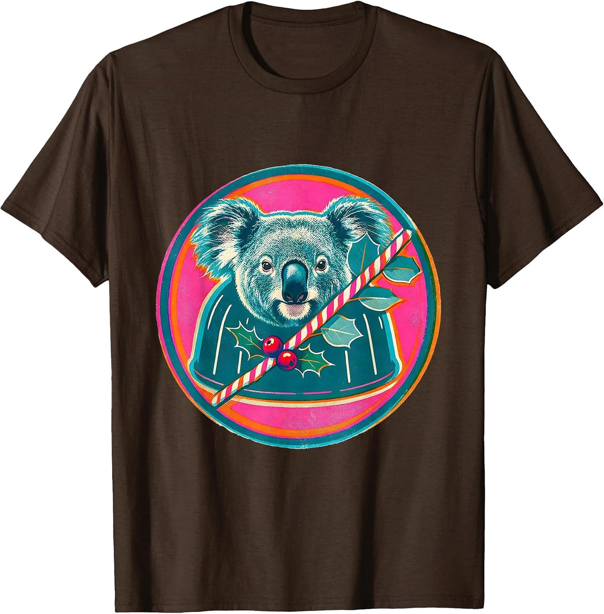 Koala Christmas Badge Cute Australian Animal Lover Gift T-Shirt - Brown