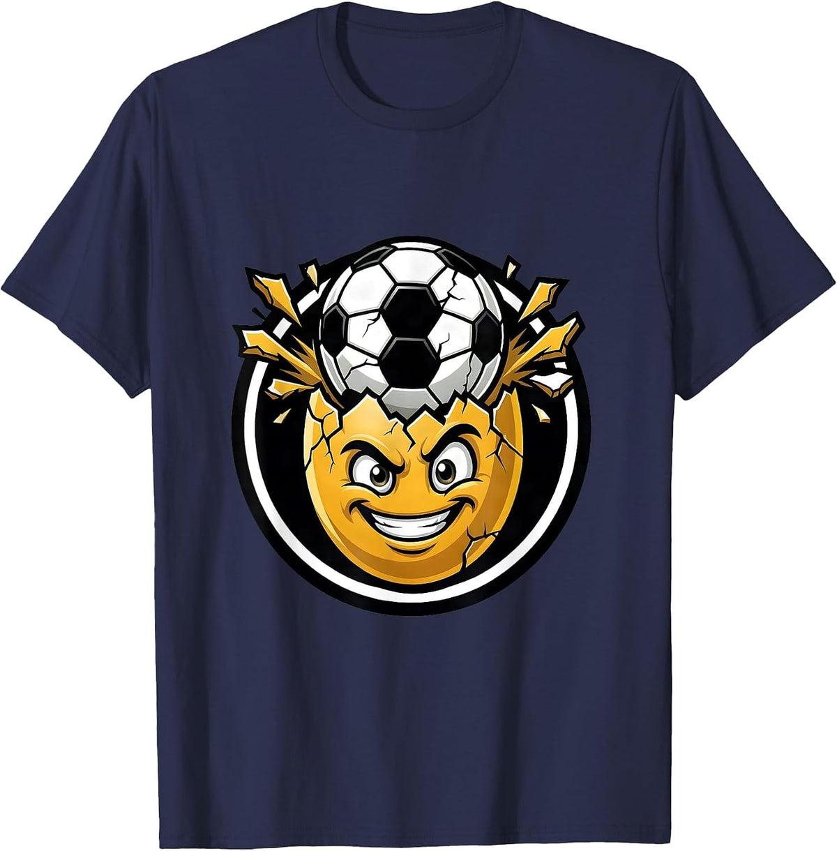 Men's Soccer Ball Hatching From Egg Funny Soccer Dad T-Shirt - Navy Blue
