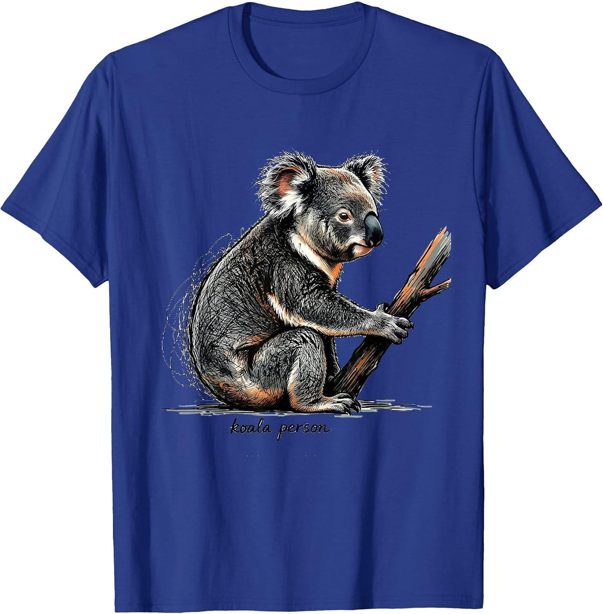Men's koala person Minimalist Scribble Line Art Wildlife T-Shirt - Royal Blue
