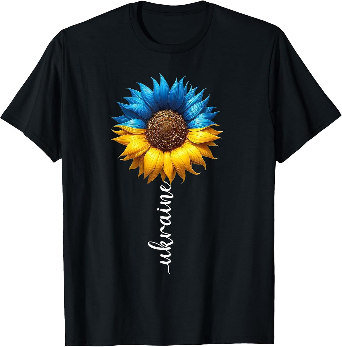 Ukraine Flag Sunflower Vintage Ukrainian Support Ukraine T-Shirt - Black