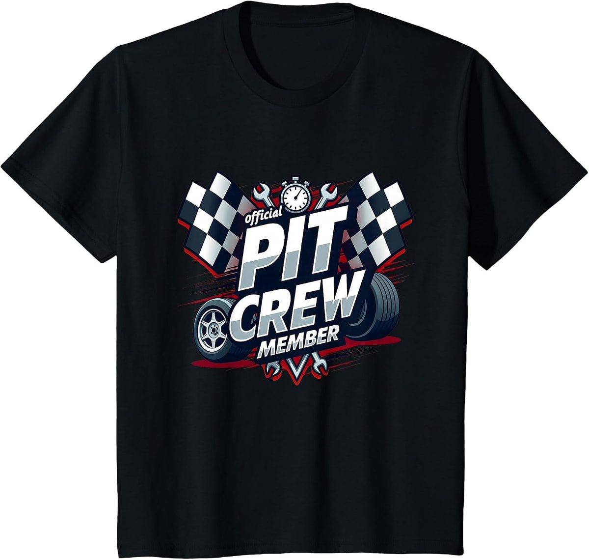 Official Pit Crew Member Birthday Racing Family Celebration T-Shirt - Black