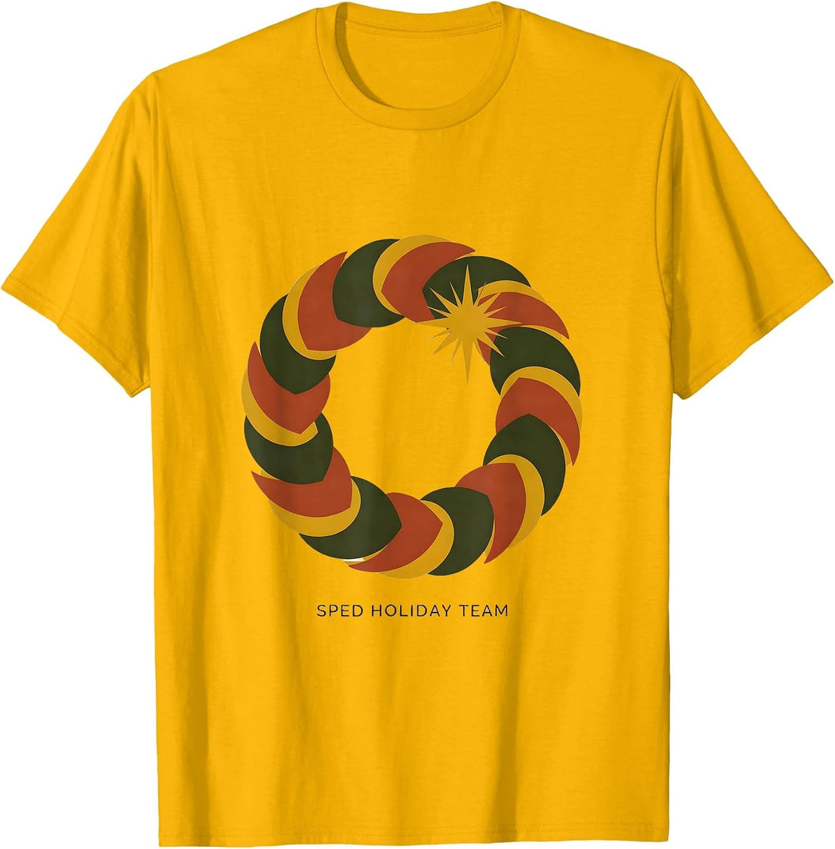 Men's SPED Holiday Team Midcentury Modern Christmas Special Ed T-Shirt - Golden Yellow