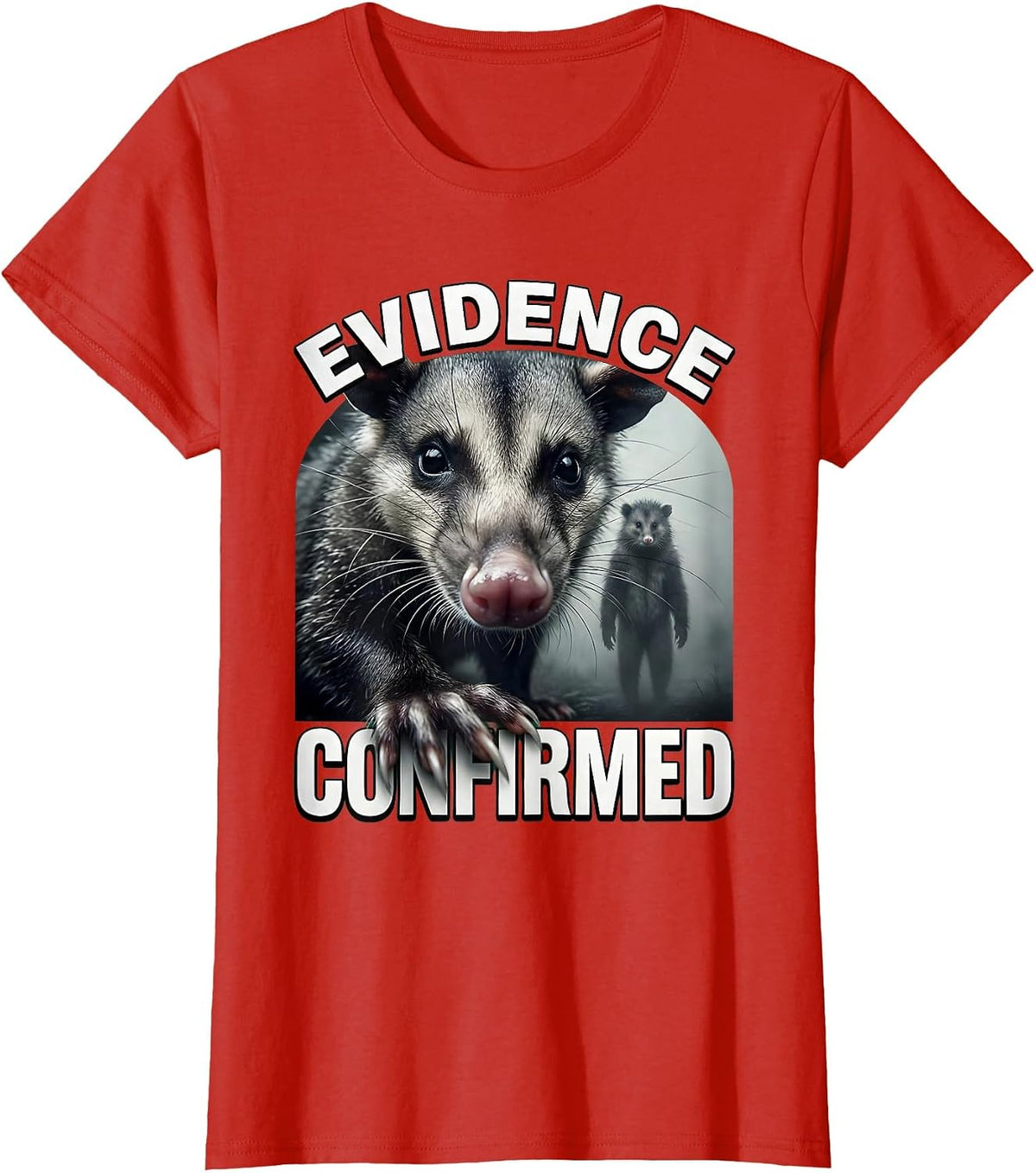 Women's Evidence Confirmed Hyper-Detailed Opossum Selfie T-Shirt - Red