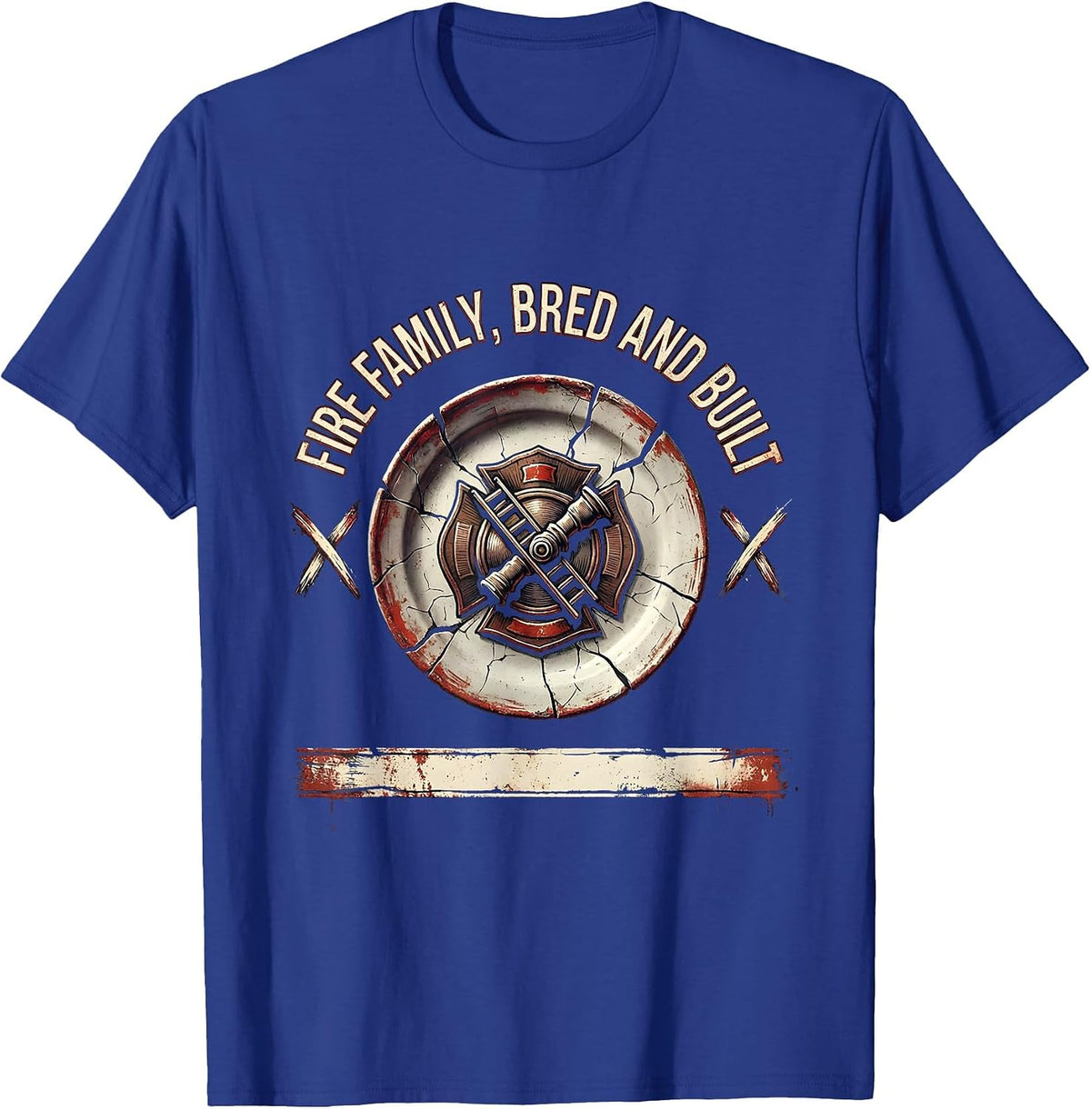 Fire Family Bred And Built Distressed Firefighter Pride T-Shirt - Royal Blue
