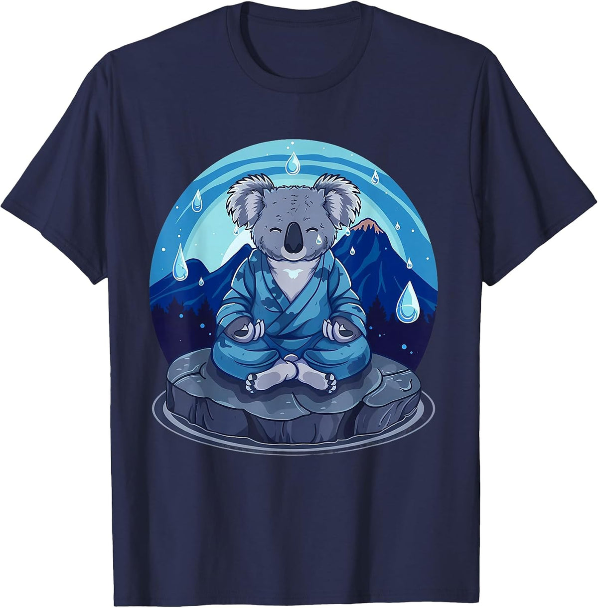 Koala Meditation Mountain Yoga Zen Buddha Buddhist Hindu T-Shirt - Navy Blue