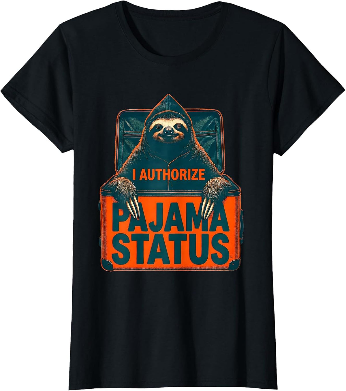 I Authorize Pajama Status Funny Sloth Lover Sleepwear Humor T-Shirt - Black
