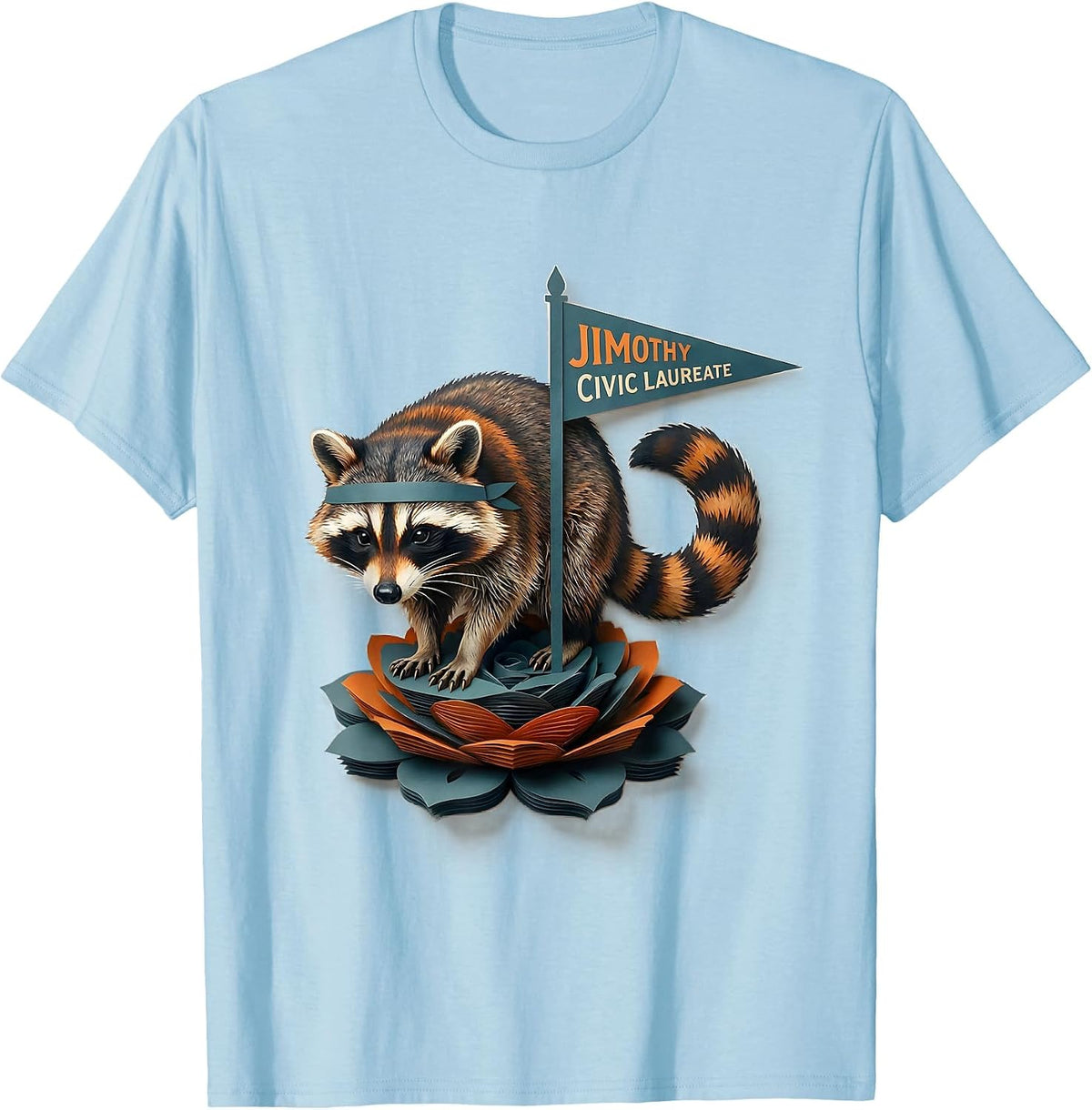 Men's Jimothy Civic Laureate Funny Raccoon Viral Meme Wildlife T-Shirt - Baby Blue
