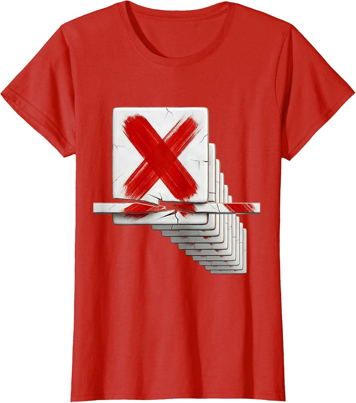 Women's Mahjong Tile Rack Break Funny Mahjong Lover Gift T-Shirt - Red