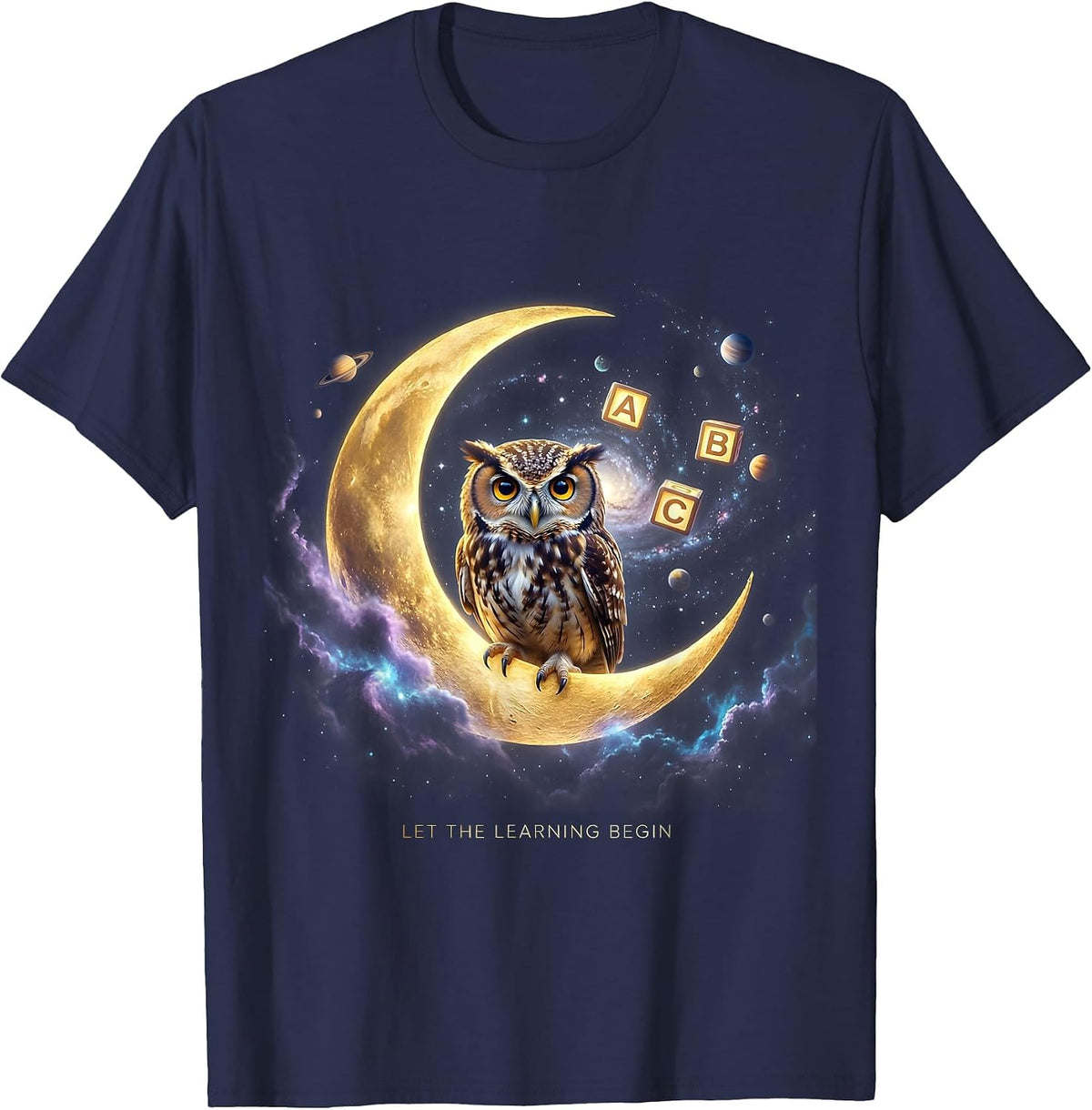 Let the Learning Begin First Day of Preschool Design T-Shirt - Navy Blue